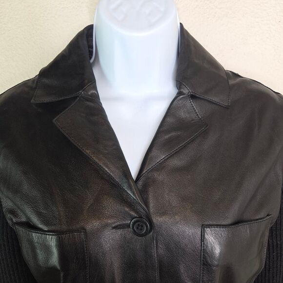 Maud Frizon Paris Lambs Leather Mixed Media Jacket Coat Size 36 Small - Picture 5 of 9